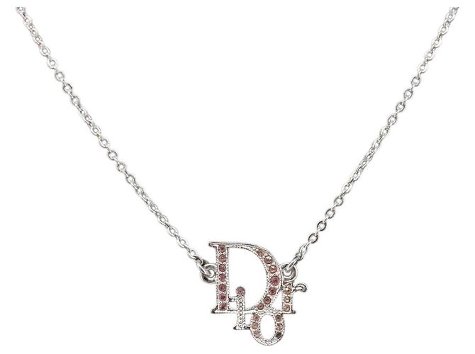 Christian Dior Halskette Metall Silver Auth 205482M