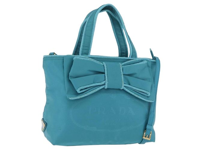 Bolso de mano PRADA 2way Verde Oro Auth 202518A Dorado