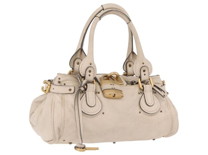 Chloé Sac à main Chloe Paddington en cuir Ivory Gold Silver Auth am12724V Argenté Doré Écru