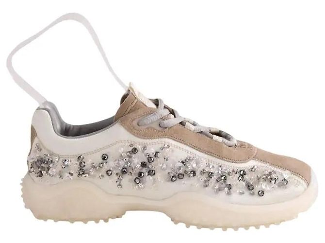 Miu Miu White bubble embroidered technical fabric sneakers