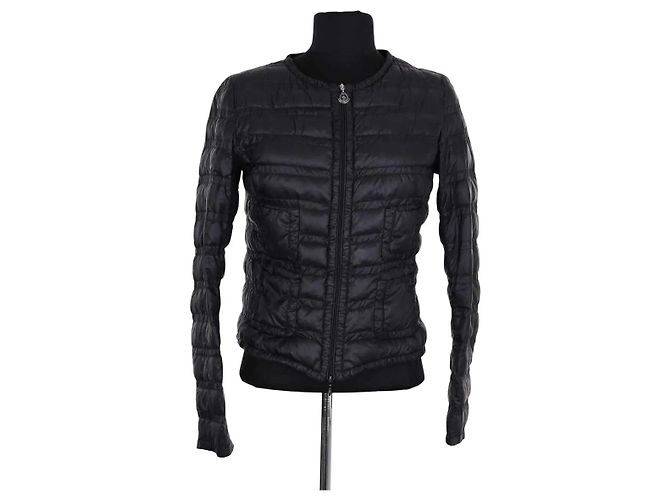 Moncler Black Down Jacket with Fur XS