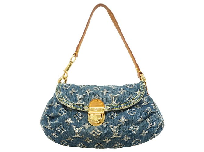 Bolsa de Ombro Mini Pleaty em Denim Monogram Louis Vuitton Azul