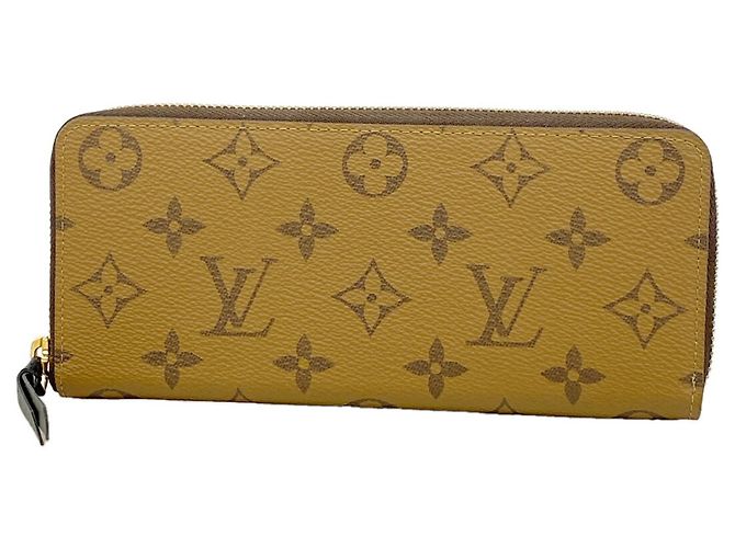 Louis Vuitton Monogram Reverse Portefeuille Clemence Long Wallet Castaño
