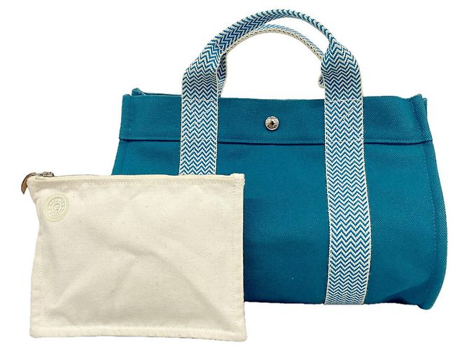 Hermès Borsa Tote Hermes Cannes PM Canvas Blu