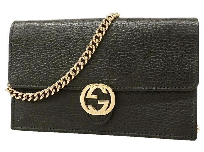 Borsa a tracolla con portafoglio in pelle Gucci Interlocking G Nero