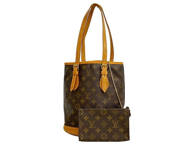 Louis Vuitton Monogram Bucket PM Tote Bag Brown