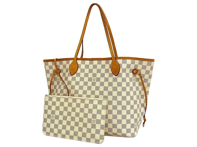 Borsa Tote Louis Vuitton Damier Azur Neverfull MM Marrone