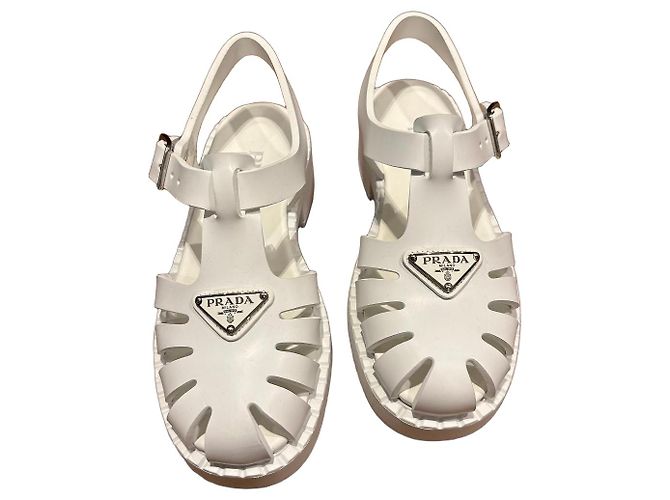 Prada Sandali Jelly in gomma bianca Bianco