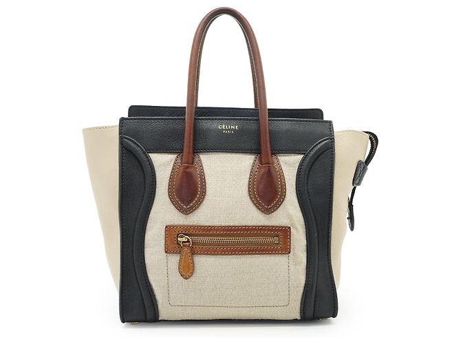 Céline Micro Tricolor Luggage Marrone Nero Beige