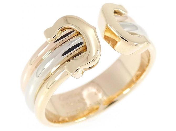 Anello Cartier 2C in oro bianco rosa e giallo 18K