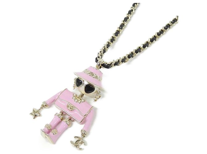 Collier Chanel ABG222 Noir Rose Blanc Doré