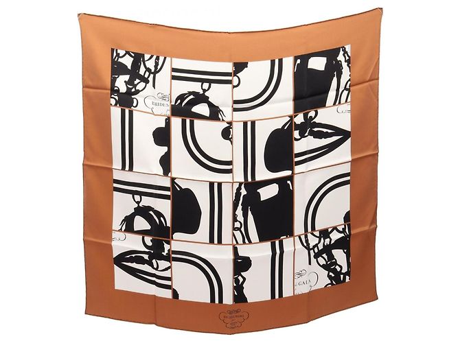 Hermès Carré Hermes 70 EN DESORDRE Marrone Nero Bianco