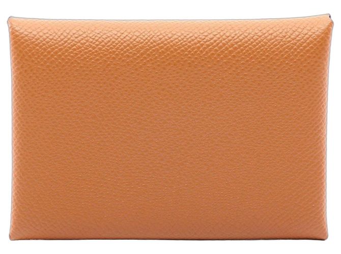 Hermès Hermes Calvi Duo Geldbörse - Münzbeutel Braun Golden
