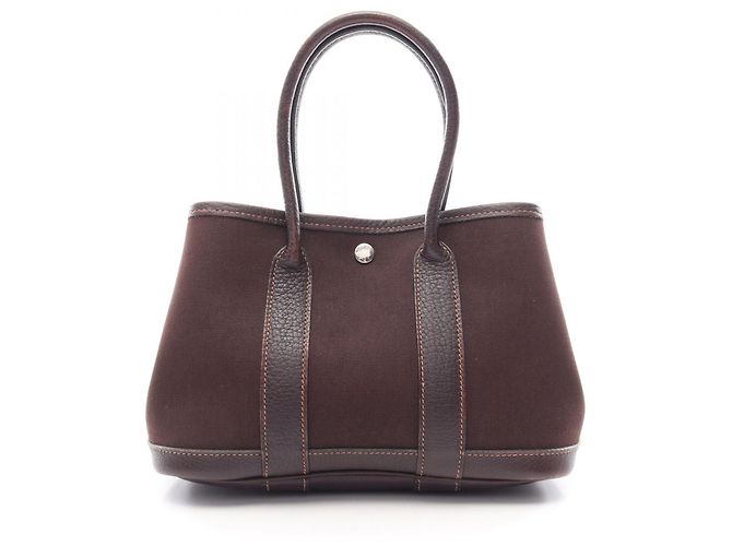 Hermès Sac cabas Hermes Garden Party Marron Damier ebène
