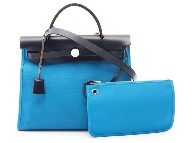 Hermès Hermes Herbag Zip PM Bolsa de Mão 2-Way Azul Azul marinho