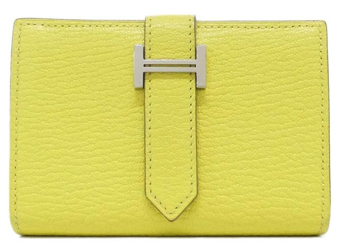 Hermès Hermes Bearn Mini Wallet in Lime Golden