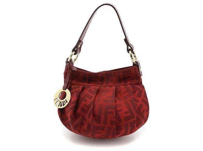 Fendi Zucca Handtasche rot Leder und Canvas