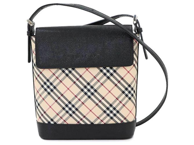 Bolsa de Ombro Burberry Nova Check Preto Bege