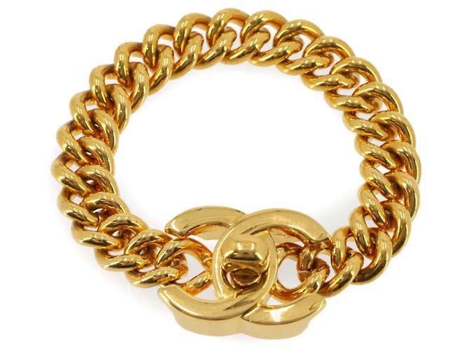Chanel Coco Mark Turnlock Chain Bracelet Golden