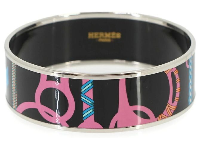 Hermès Bracciale Hermes Email GM Nero Argento Multicolore