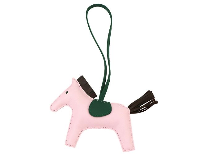 Hermès Hermes Rodeo MM Accessory Bag Charm Rosa Verde Chocolate
