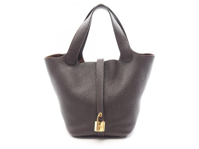 Hermès Borsa Hermes Picotin Lock PM Ebene Marrone