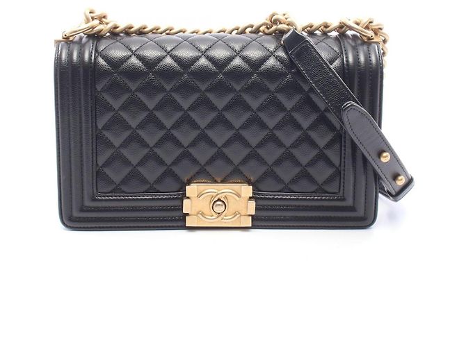Le Boy Bolsa de Ombro Chanel Boy em couro de bezerro granulado preto