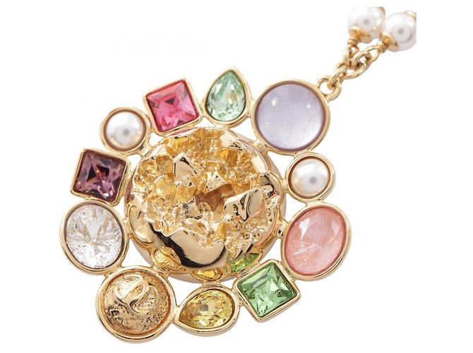 Collier pendentif long Chanel I26C Coco Mark Multicolore Doré