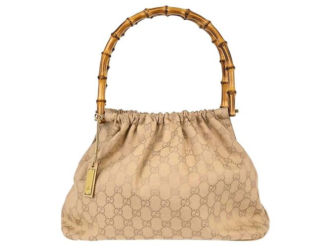 Bolsa Gucci Bamboo Frame em lona GG
