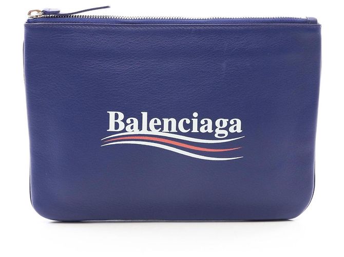 Borsa a pochette Balenciaga in pelle blu