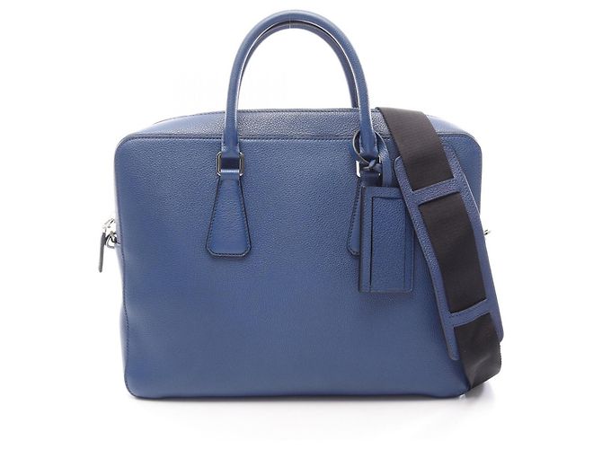 Sac à main et porte-documents 2-en-1 Prada VITELLO GRAIN Bleu