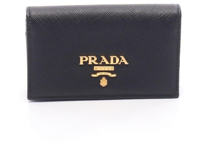 Prada Black Leather Business Card Case