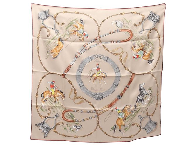 Hermès Carré Hermes 70 Pampa Multicolore Beige