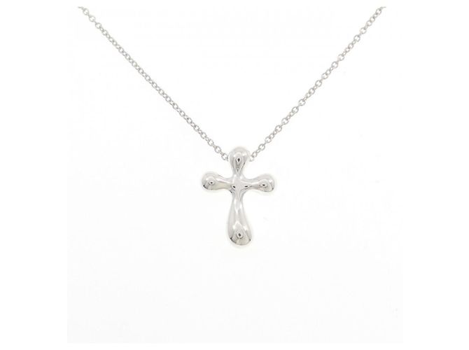 Autre Marque Tiffany Cross Necklace Silvery