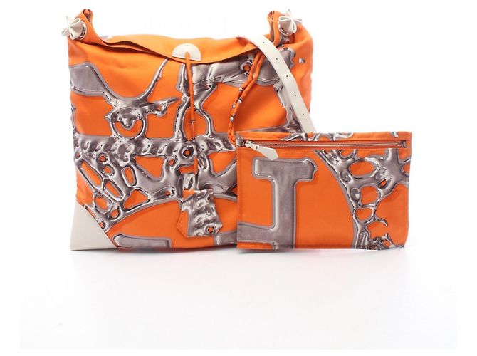 Hermès Borsa a tracolla Hermes Silky City PM Bianco Multicolore Arancione