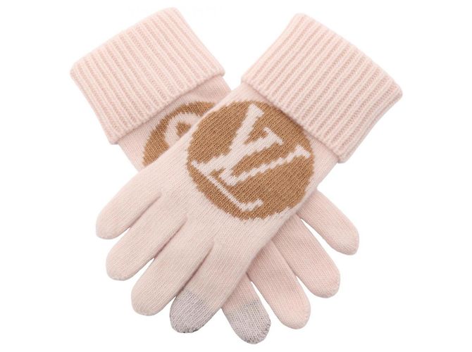 Louis Vuitton Maille LV Medallion Gloves Brown Pink