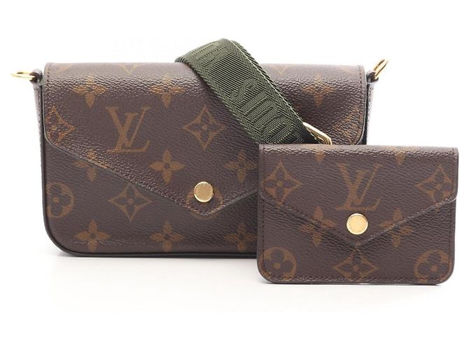 Borsa a tracolla Louis Vuitton Multi Pochette Felicie Monogram Marrone Verde
