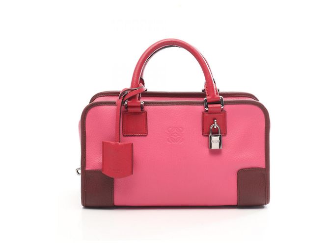 Bolsa Loewe Amazona 28 Marrom Rosa Vermelho