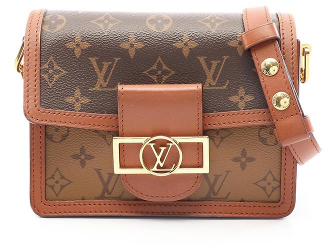 Louis Vuitton Dauphine Mini Monogram Reverse Shoulder Bag Brown Beige