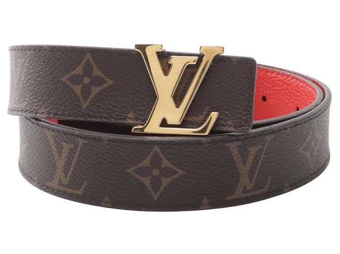 Louis Vuitton Ceinture LV Initials Monogram Reversible Leather Belt Braun Rot Monogramm