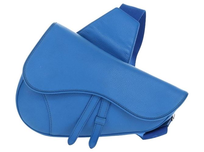 Christian Dior Saddle Leather Maxi Blau