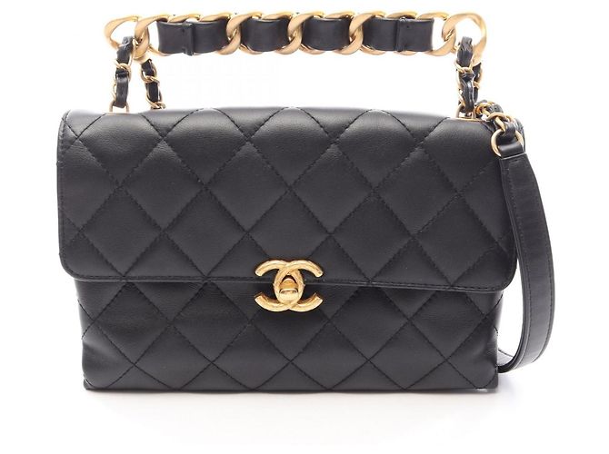 Chanel Matelassé Small Flap Shoulder Bag Black