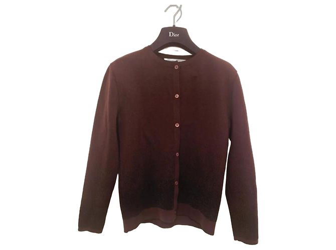 Christian Dior Cardigan aus Schurwolle Dunkelbraun