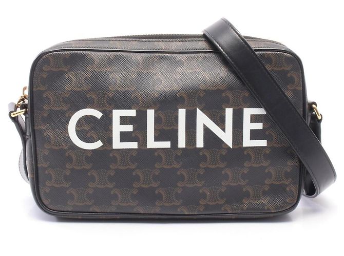 Céline Celine Triomphe Medium Messenger Bag Marrone Nero