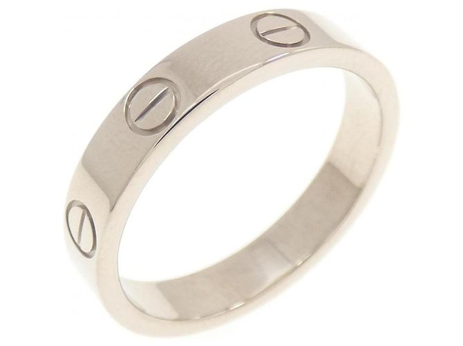 Anel Cartier Mini Love em Ouro Branco 18K Dourado