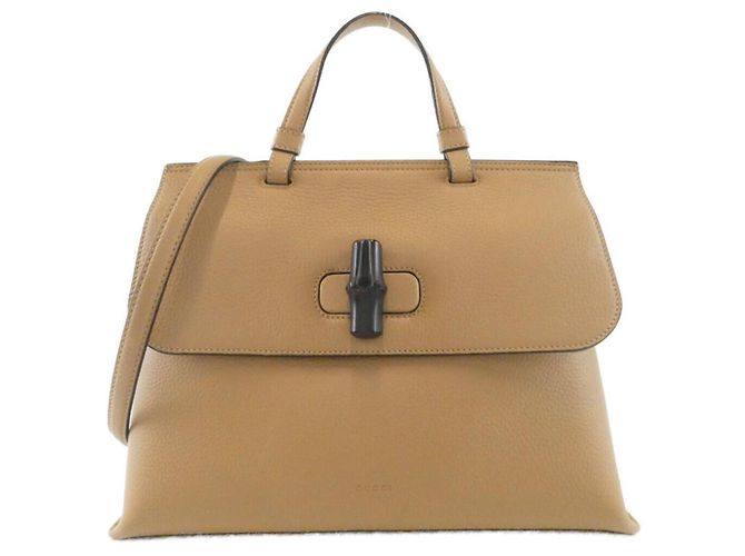 mala Gucci em couro bege