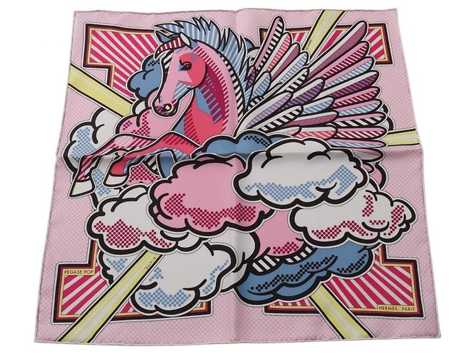 Hermès Hermes Petit Carré 45 PEGASE POP Scarf Rosa