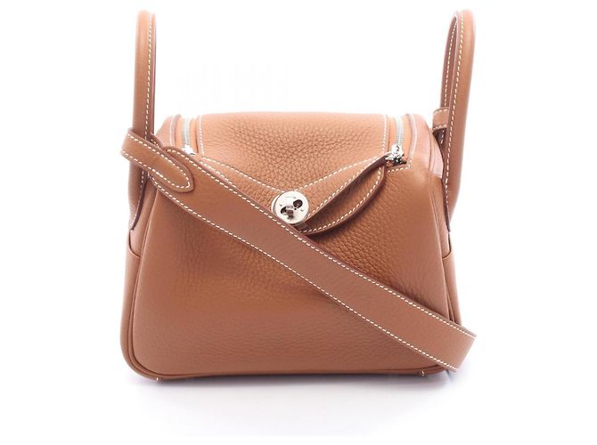 Hermès Borsa a Tracolla Hermes Lindy Mini Gold Marrone