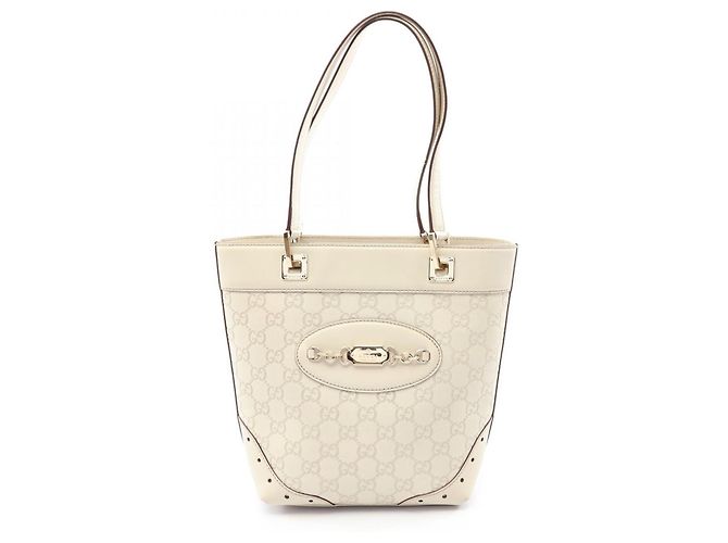 Saco Tote Gucci Guccissima em couro marfim Cru