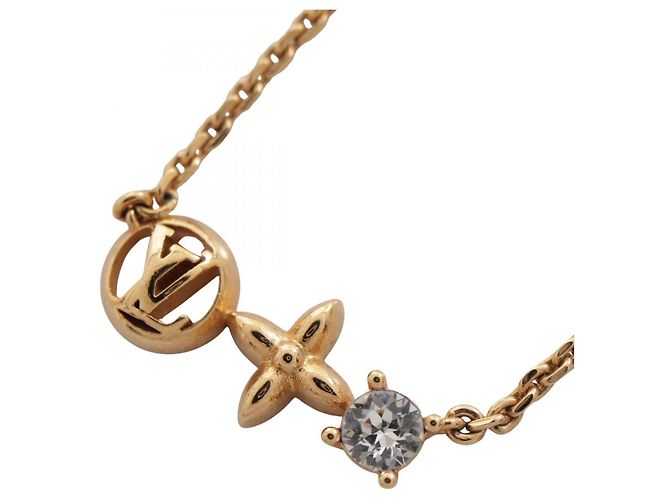 Petit Collier Louis Vuitton en strass plaqué or
